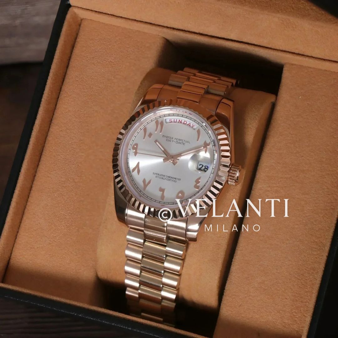 Seikojust | Gün Tarihi Pembe Altın - Beyaz Arapça