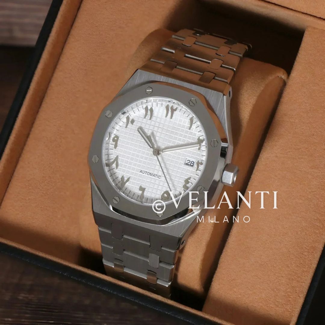 Royal Seikoak Arabic White Seiko mod watch | Velanti Milano