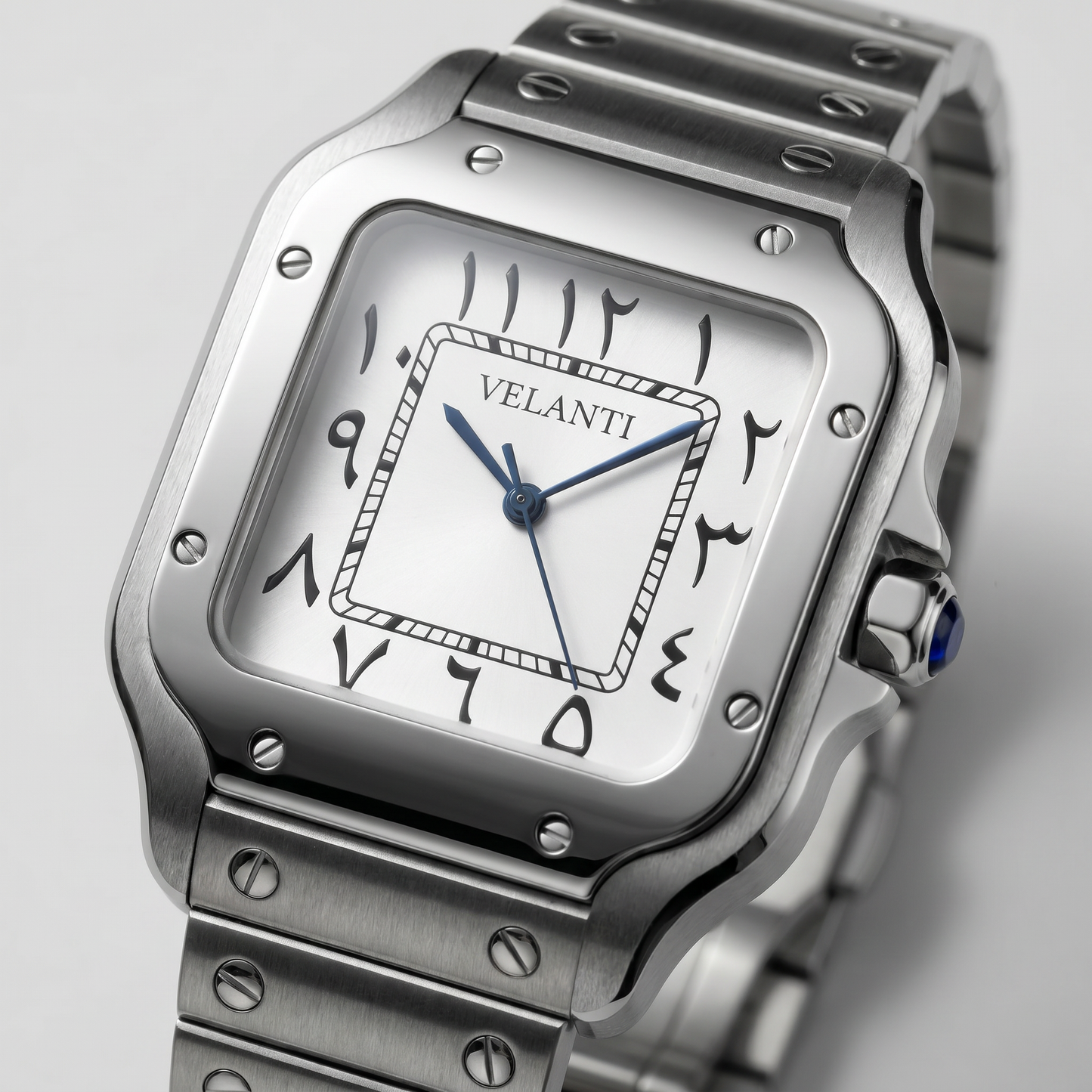 Santos-style mod watch White Arabic Velanti Milano Santvel product photo 3