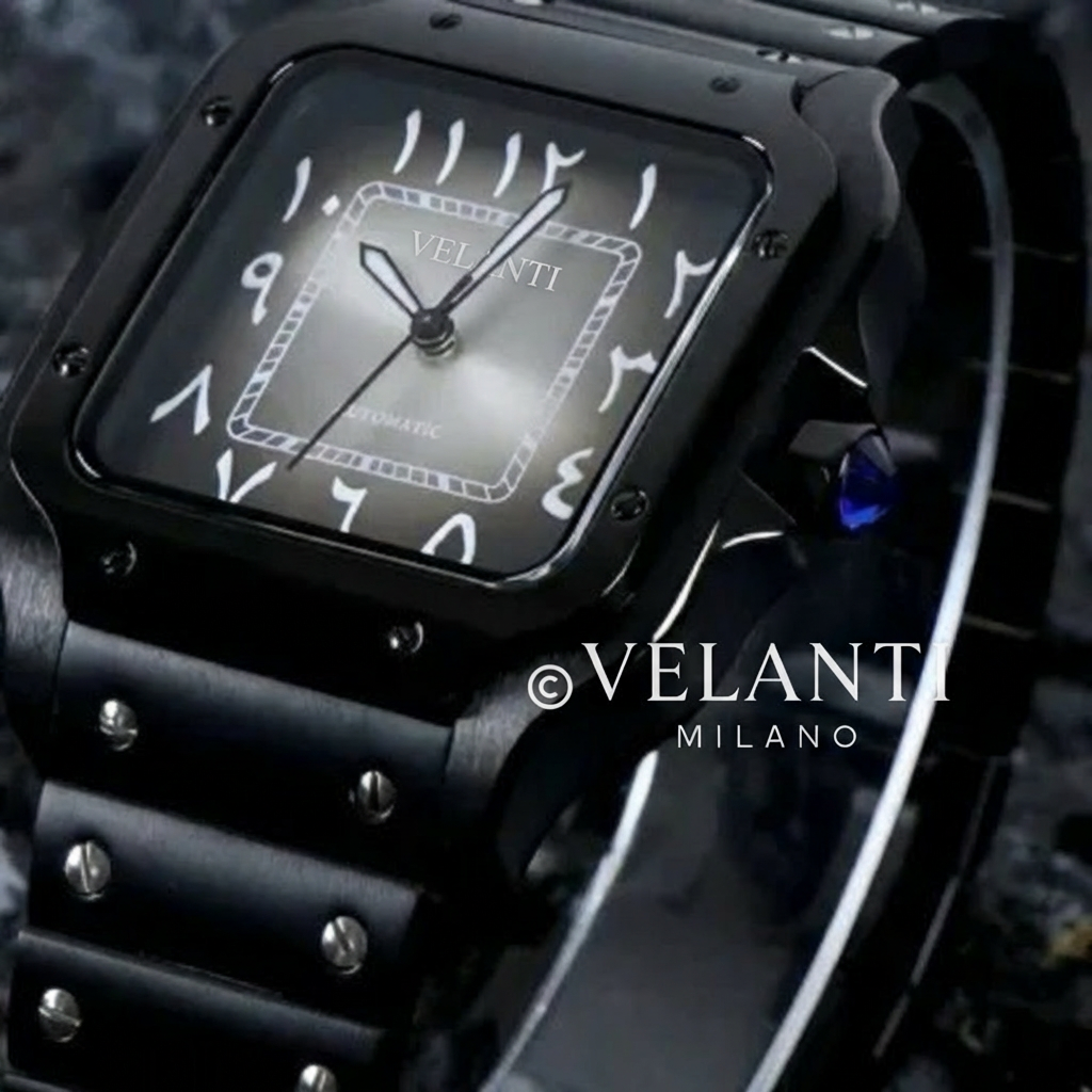 Santos-style mod watch Black Arabic Ghost Velanti Milano Santvel product photo 4