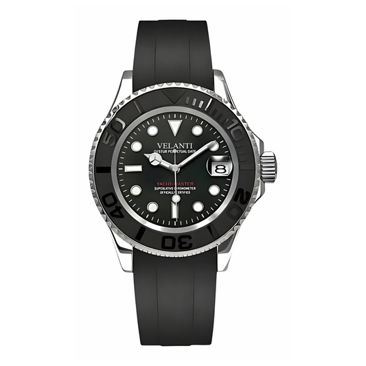 Submariner-style automatic watch, Velanti Milano Velmariner Yacht-Master Black, main product photo