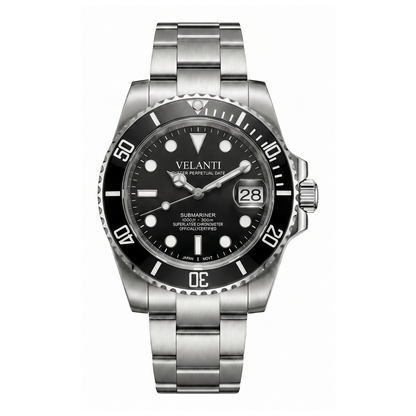 Submariner-style automatic watch, Velanti Milano Velmariner Black, main product photo