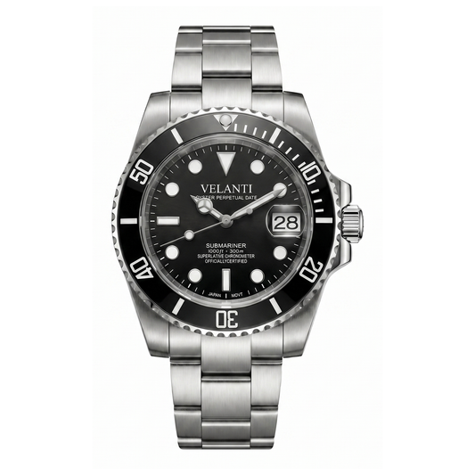 Submariner-style automatic watch, Velanti Milano Velmariner Black, main product photo