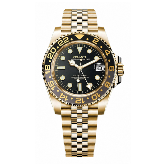 GMT-style automatic watch, Velanti Milano Gmtvel Gold, main product photo