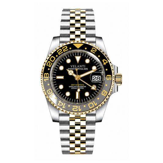 GMT-style automatic watch, Velanti Milano Gmtvel Silver Gold, main product photo