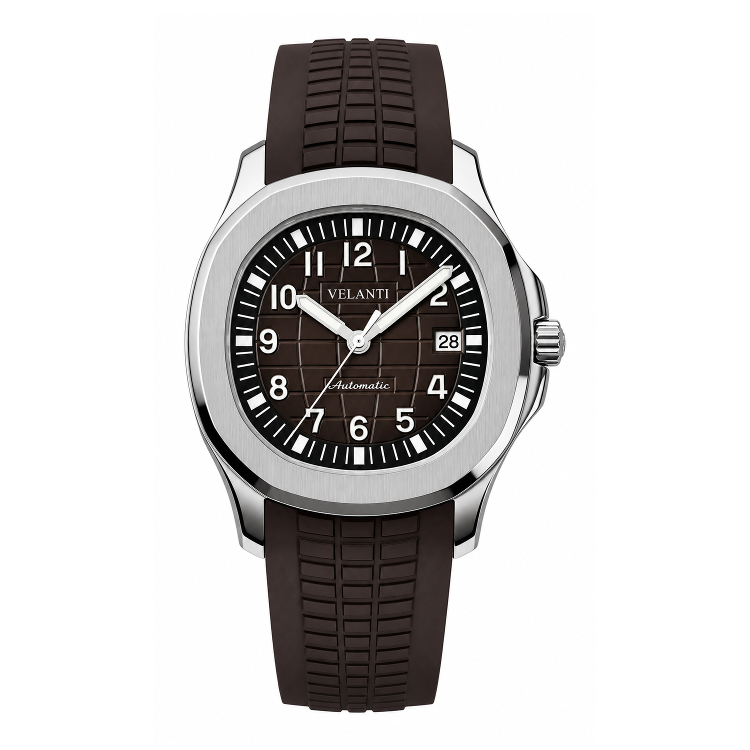 Aquanaut-style automatic watch, Velanti Milano Velnaut Brown, main product photo