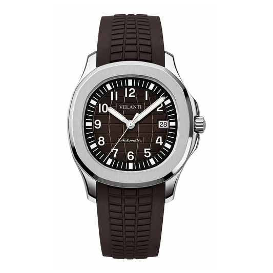 Aquanaut-style automatic watch, Velanti Milano Velnaut Brown, main product photo