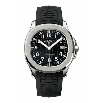 Aquanaut-style automatic watch, Velanti Milano Velnaut Black, main product photo