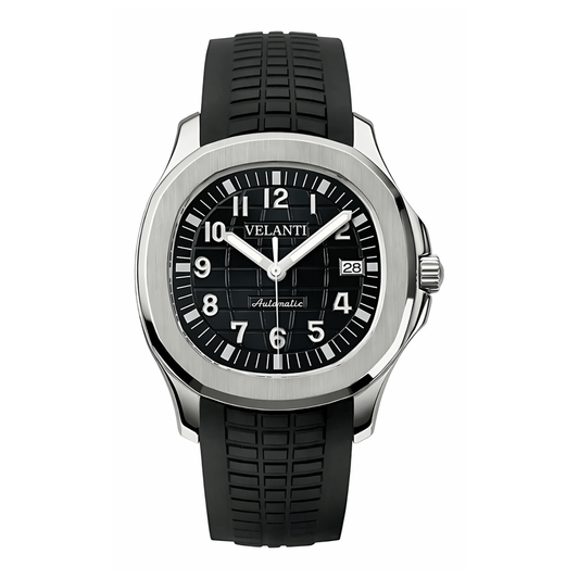Aquanaut-style automatic watch, Velanti Milano Velnaut Black, main product photo