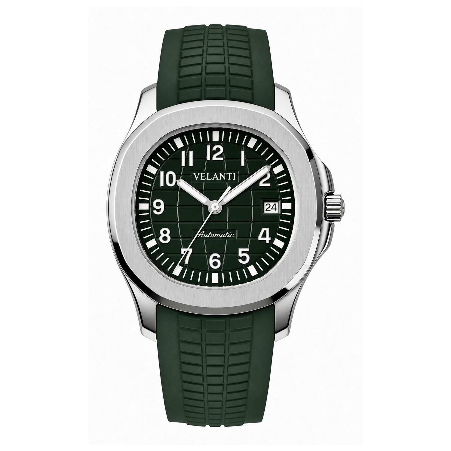 Aquanaut-style automatic watch, Velanti Milano Velnaut Green, main product photo