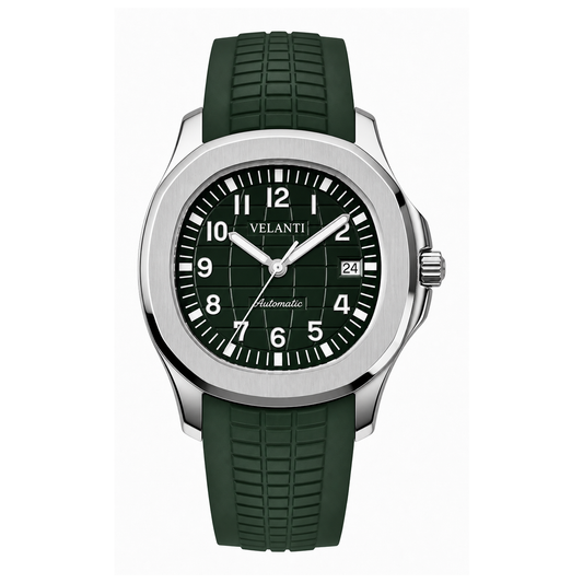 Aquanaut-style automatic watch, Velanti Milano Velnaut Green, main product photo