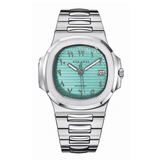 Nautilus-style automatic watch, Velanti Milano Nautvel Arabic Tiffany Blue, main product photo