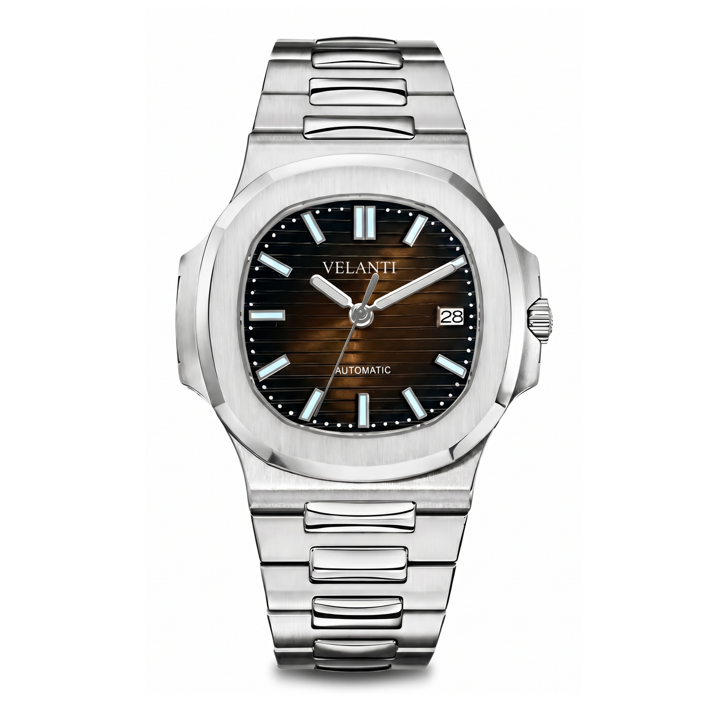 Nautilus-style automatic watch, Velanti Milano Nautvel Brown, main product photo