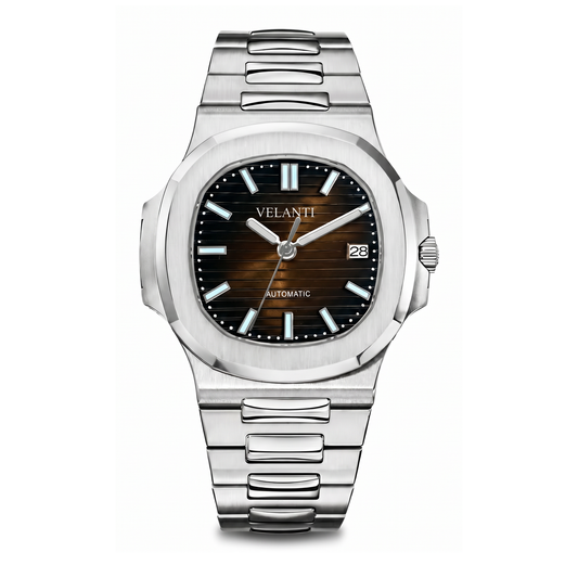 Nautilus-style automatic watch, Velanti Milano Nautvel Brown, main product photo