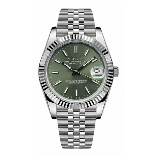 Datejust-style automatic watch, Velanti Milano Veljust Mint Green, main product photo