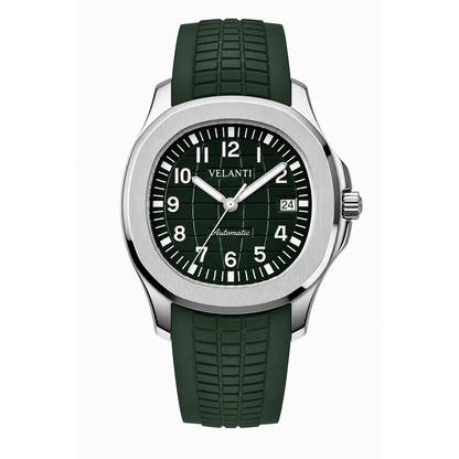 Aquanaut-style custom mod watch, Velanti Milano Velnaut Green, main product photo