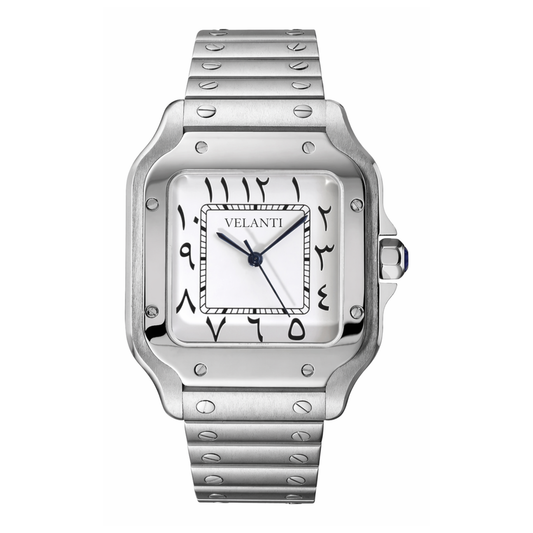Santos-style automatic watch, Velanti Milano Santvel Arabic White, main product photo