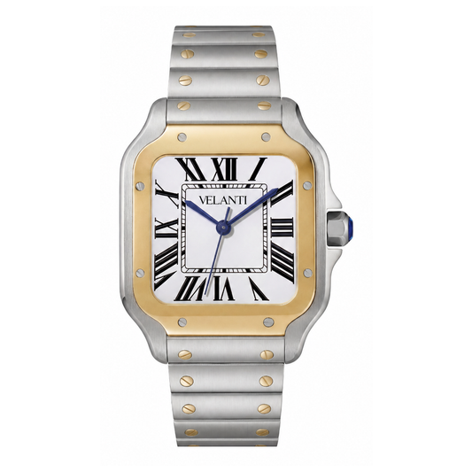 Santos-style automatic watch, Velanti Milano Santvel Gold Silver, main product photo