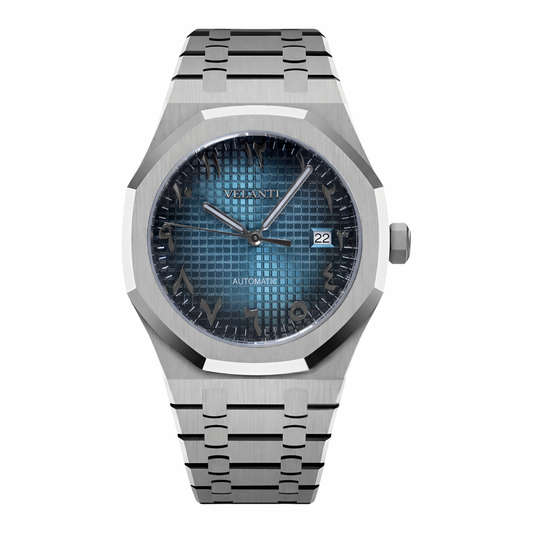 Royal Oak-style automatic watch, Velanti Milano Royal Veloak Arabic Blue, main product photo