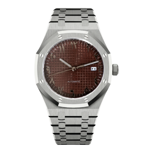 Royal Oak-style automatic watch, Velanti Milano Royal Veloak Arabic Brown, main product photo