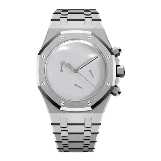 Royal Oak-style chronograph watch, Velanti Milano Royal Veloak Chrono Silver Minimalist, main product photo