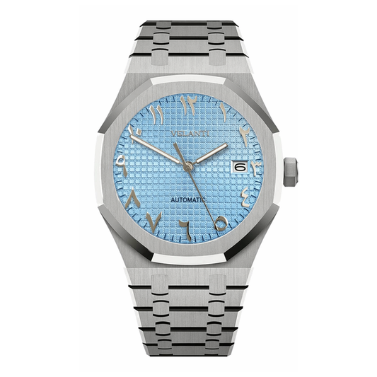 Royal Oak-style automatic watch, Velanti Milano Royal Veloak Arabic Ice Blue, main product photo