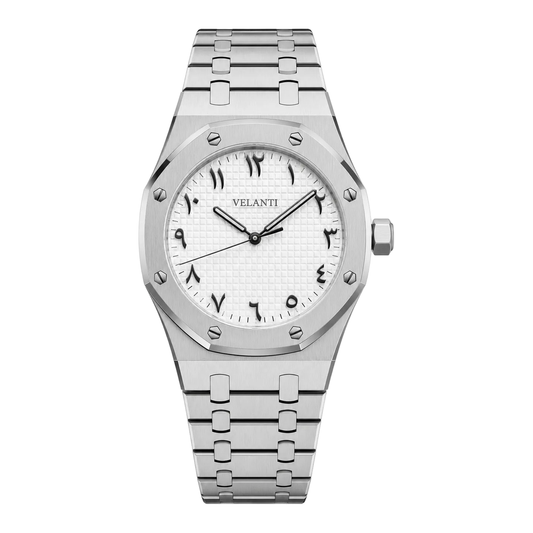 Royal Oak-style automatic watch, Velanti Milano Royal Veloak Arabic White, main product photo