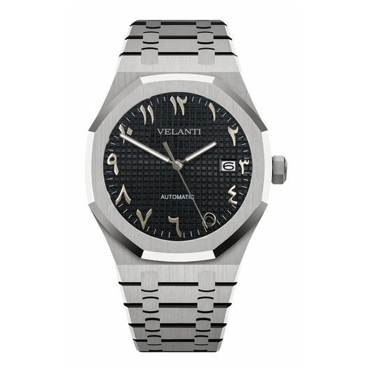 Royal Oak-style automatic watch, Velanti Milano Royal Veloak Arabic Black, main product photo