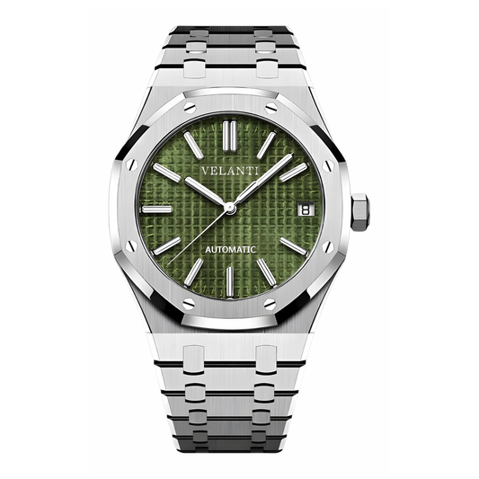 Royal Oak-style automatic watch, Velanti Milano Royal Veloak Olive Green, main product photo