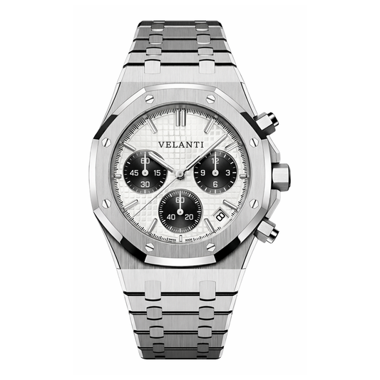 Royal Oak-style chronograph watch, Velanti Milano Royal Veloak Chrono Panda, main product photo