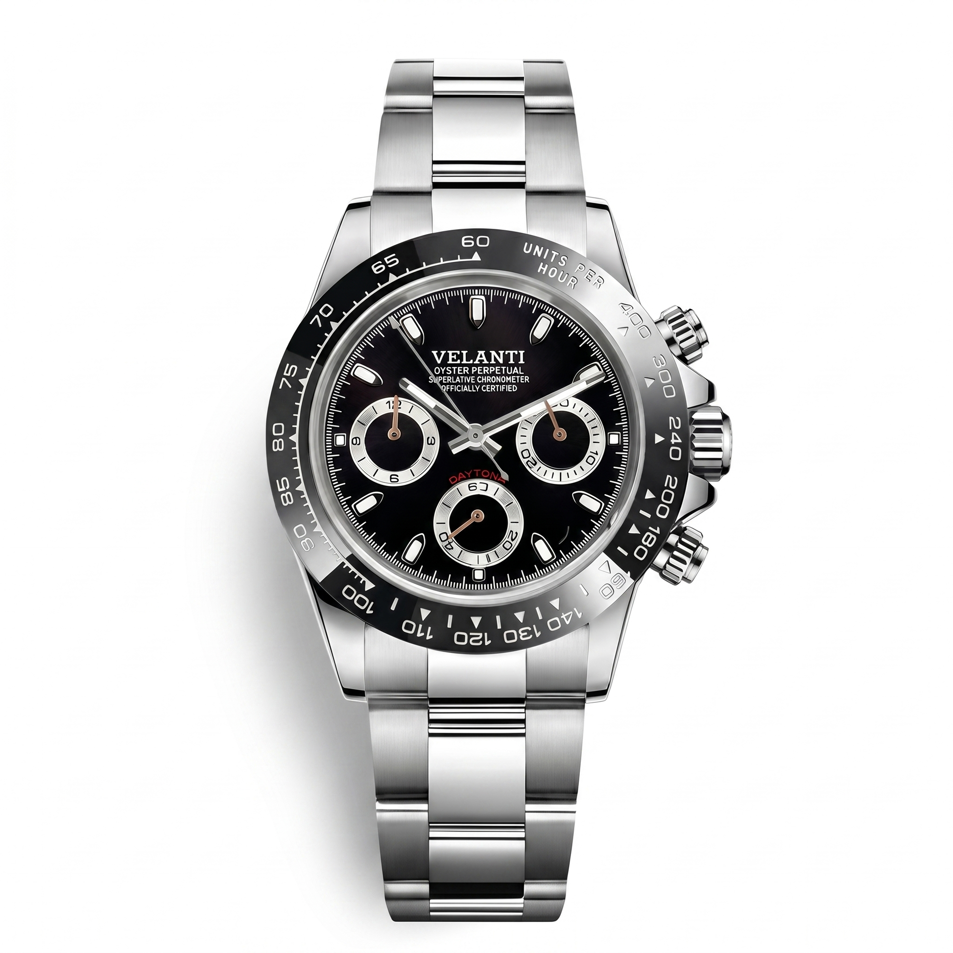 ヘルガモット Daytona-Style Mod Watch — Black Panda | Custom Hybrid Quartz VK63