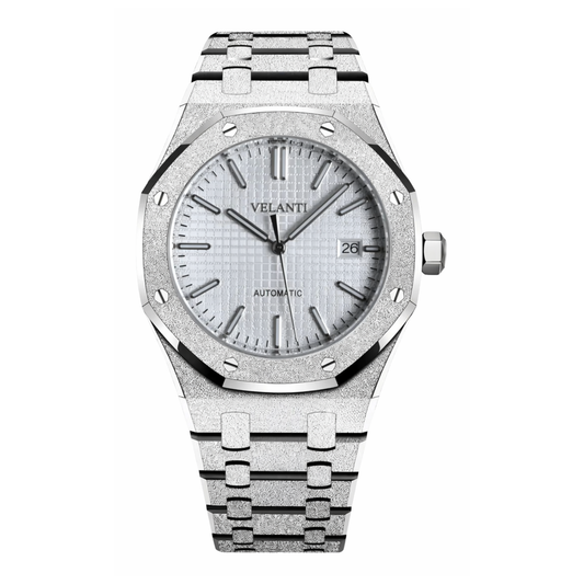 Royal Oak-style automatic watch, Velanti Milano Royal Veloak White Iced Out, main product photo