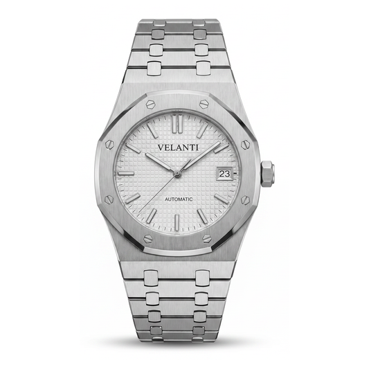 Royal Oak-style automatic watch, Velanti Milano Royal Veloak White, main product photo