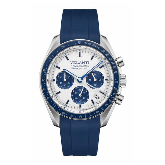 Speedmaster-style chronograph watch, Velanti Milano Speedvel Snoopy Blue, main product photo