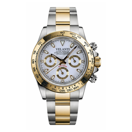 Daytona-style chronograph watch, Velanti Milano Veltona Silver Gold (White), main product photo