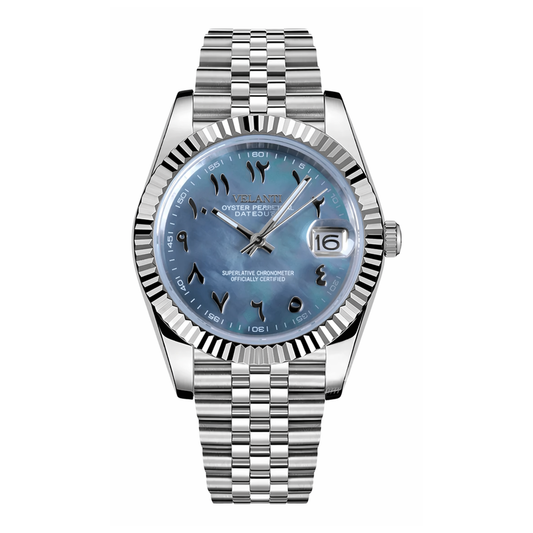 Datejust-style automatic watch, Velanti Milano Veljust Arabic Cosmos, main product photo