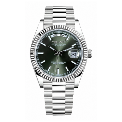 Datejust-style automatic watch, Velanti Milano Veljust Daydate Mint Green, main product photo