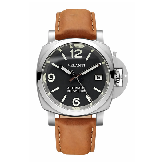 Panerai-style automatic watch, Velanti Milano Panvel Sand Leather, main product photo