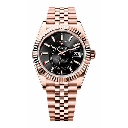 Datejust-style automatic watch, Velanti Milano Veljust Sky Dweller Rose Gold, main product photo