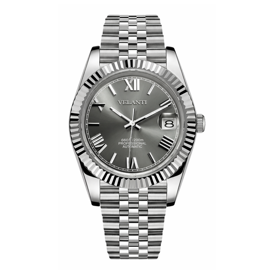 Datejust-style automatic watch, Velanti Milano Veljust Roman Champagne, main product photo