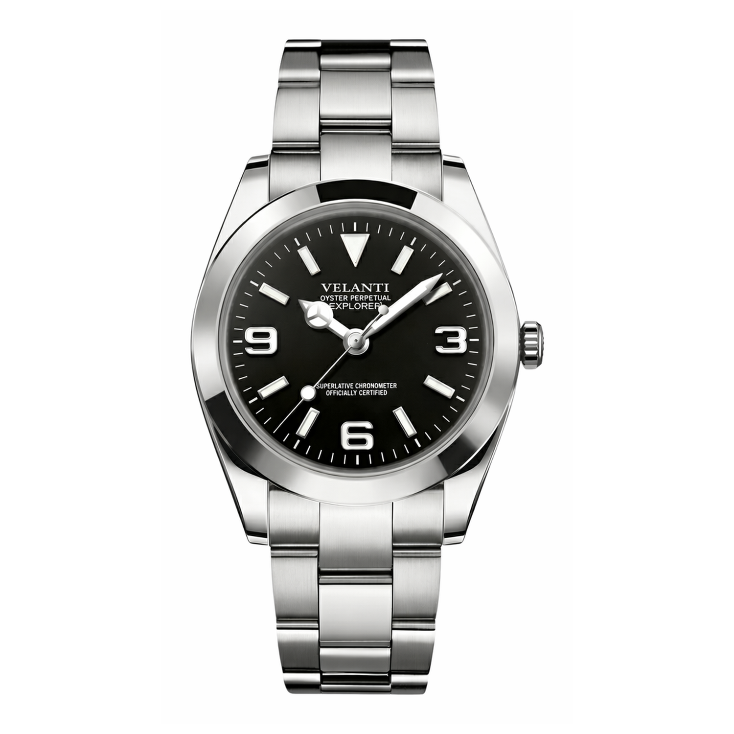 Explorer-style automatic watch, Velanti Milano Oystvel Black, main product photo