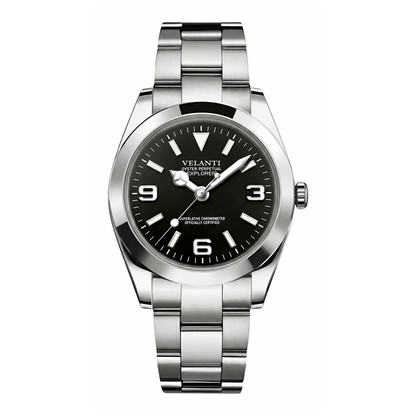 Explorer-style automatic watch, Velanti Milano Oystvel Black, main product photo