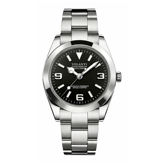 Explorer-style automatic watch, Velanti Milano Oystvel Black, main product photo