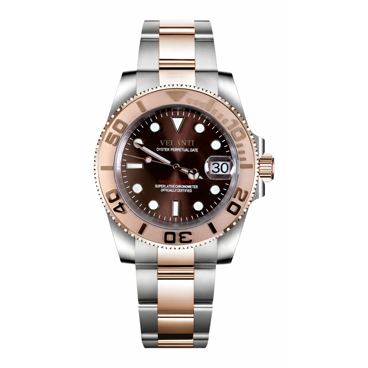 Submariner-style automatic watch, Velanti Milano Velmariner Rose Gold, main product photo
