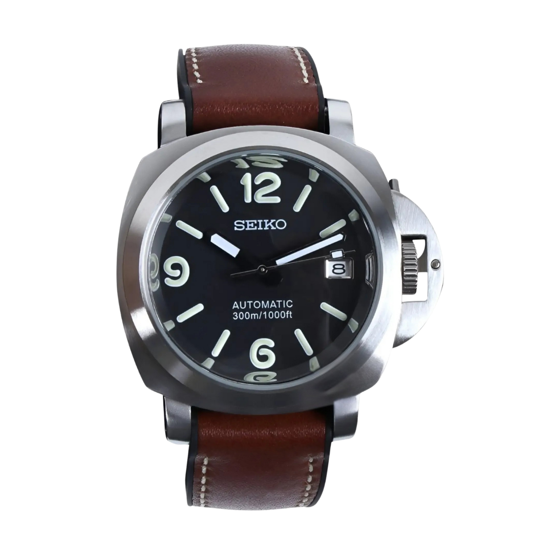 Paneiko Brown Leather Seiko mod watch | Velanti Milano