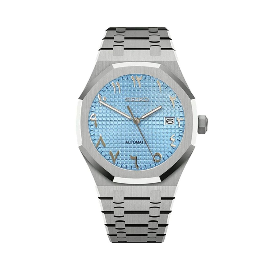 Royal Seikoak Arabic Ice Blue Seiko mod watch | Velanti Milano