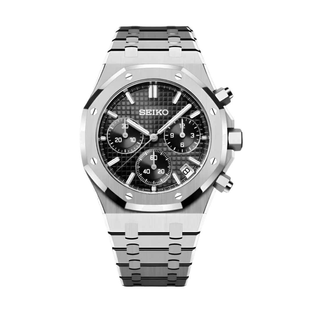 Royal Seikoak Chrono Black Seiko mod watch | Velanti  Milano