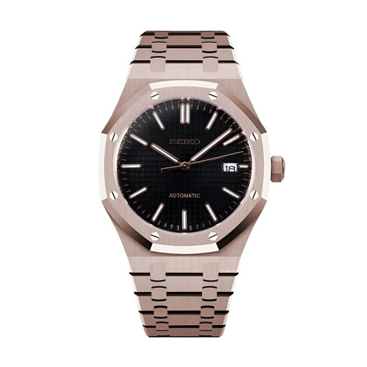 Royal Seikoak Rose Gold Black Seiko mod watch | Velanti Milano
