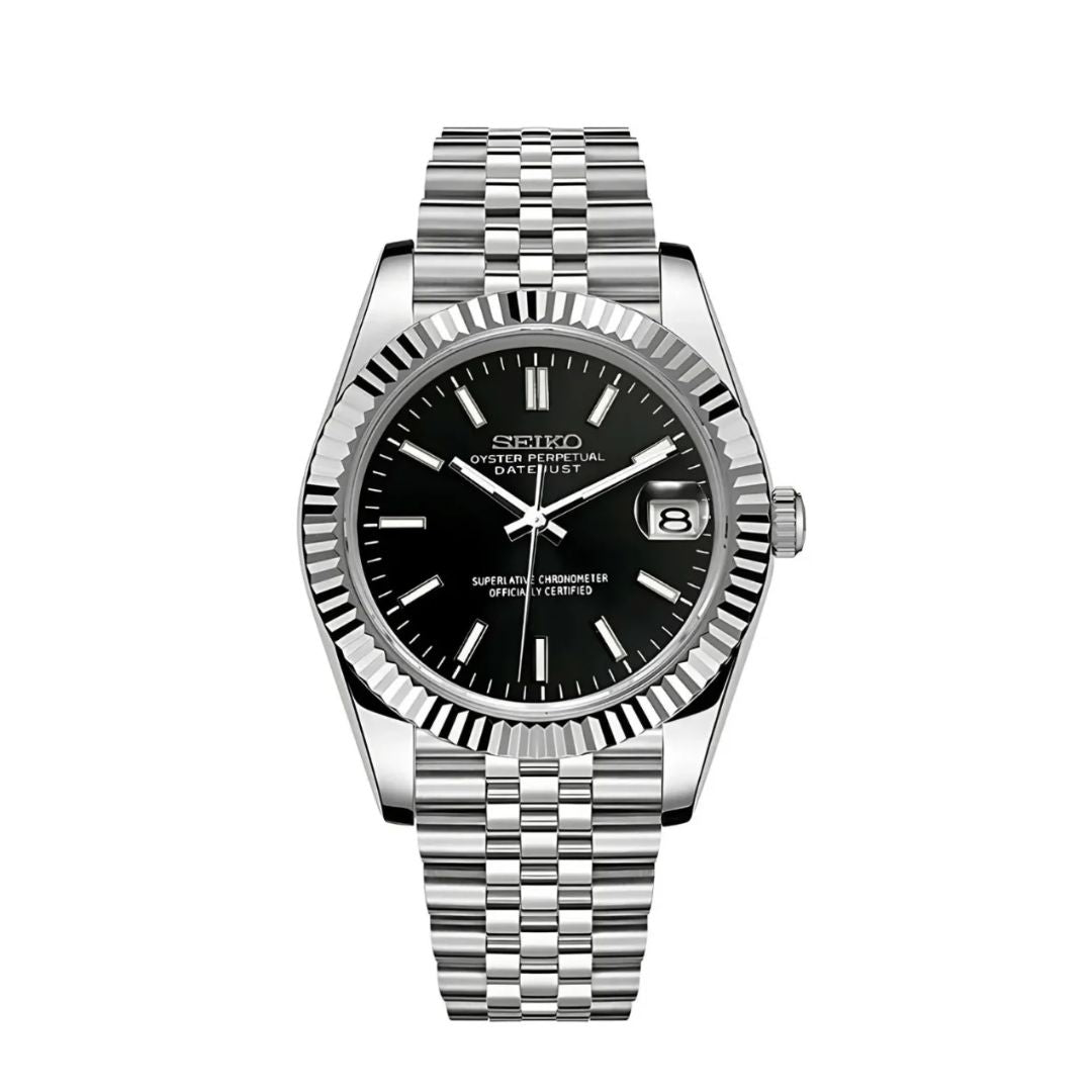 Seikojust Classic Black Seiko mod watch | Velanti Milano