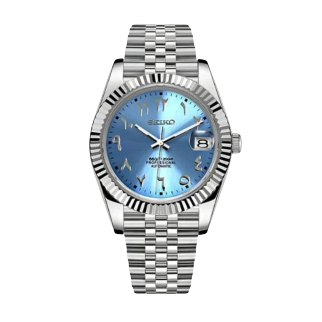 Seikojust Ice Blue Arabic Seiko mod watch | Velanti Milano